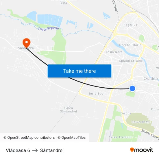 Vlădeasa 6 to Sântandrei map