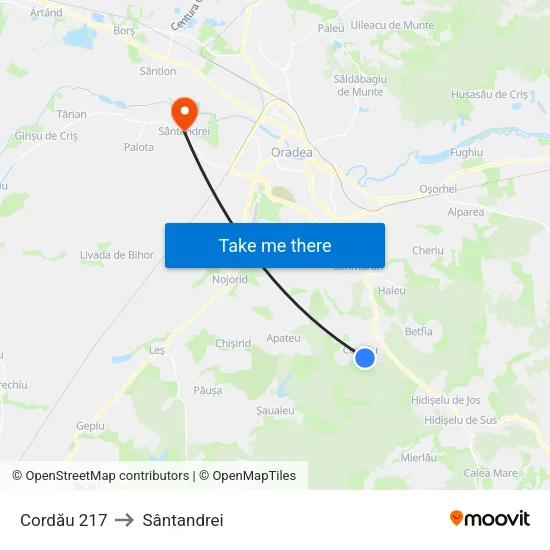 Cordău 217 to Sântandrei map