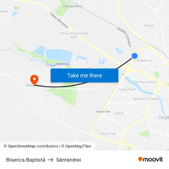 Biserica Baptistă to Sântandrei map
