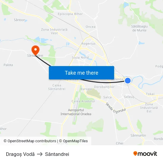 Dragoș Vodă to Sântandrei map