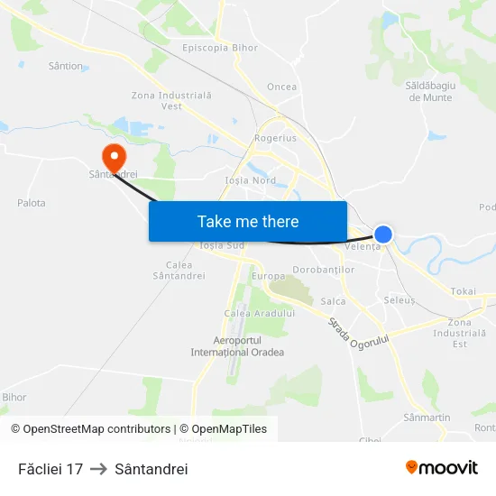 Facliei 12 to Sântandrei map