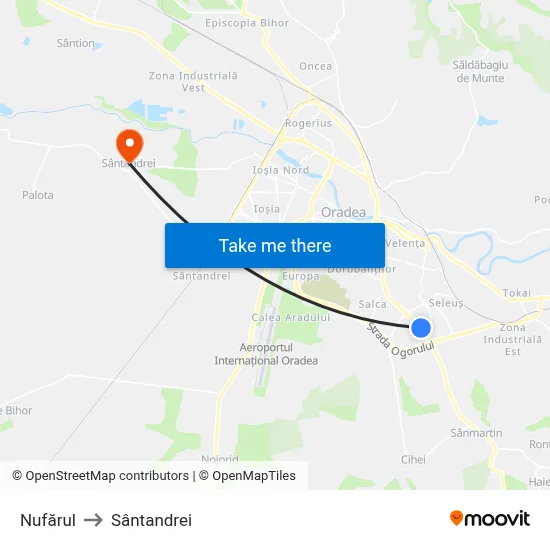 Nufărul to Sântandrei map