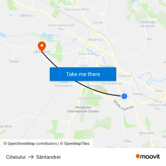 Ciheiului to Sântandrei map