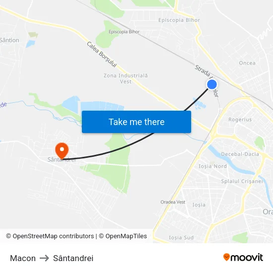 Macon to Sântandrei map