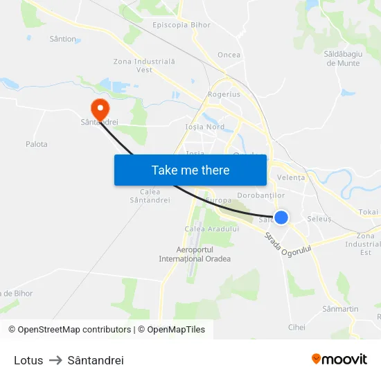 Lotus to Sântandrei map