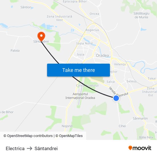 Electrica to Sântandrei map