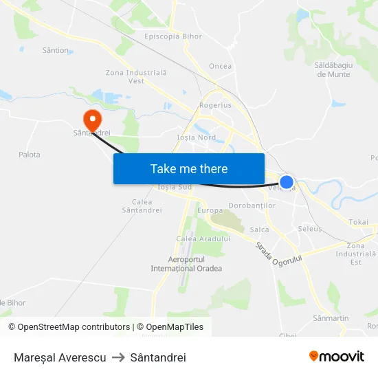 Mareșal Averescu to Sântandrei map