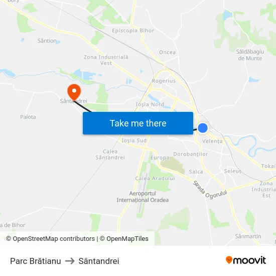 Parc Brătianu to Sântandrei map