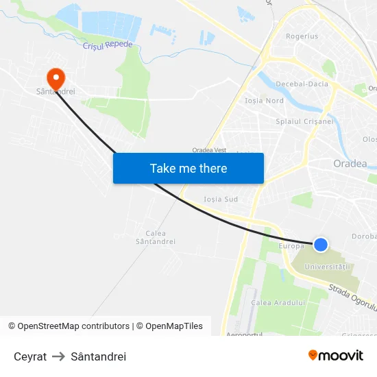 Ceyrat to Sântandrei map
