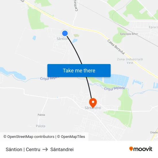 Sântion | Centru to Sântandrei map