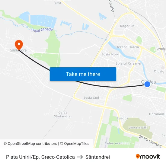 Piata Unirii/Ep. Greco-Catolica to Sântandrei map