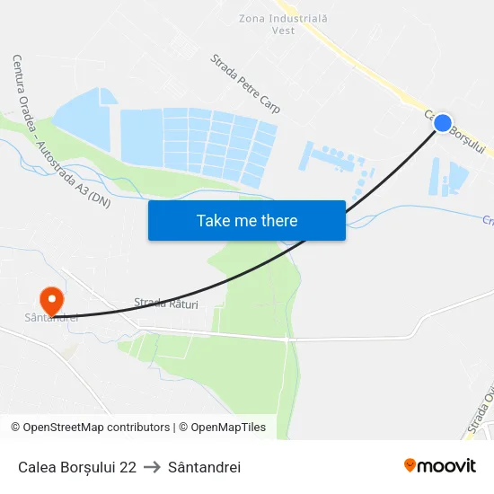 Calea Borșului 22 to Sântandrei map