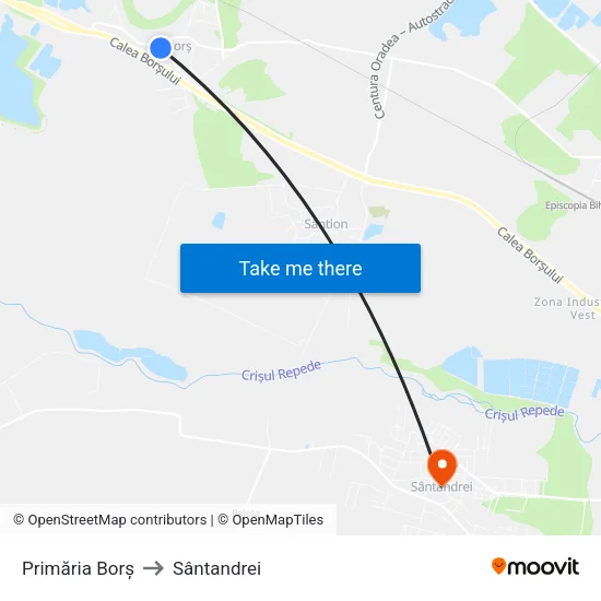 Borș | Primărie to Sântandrei map