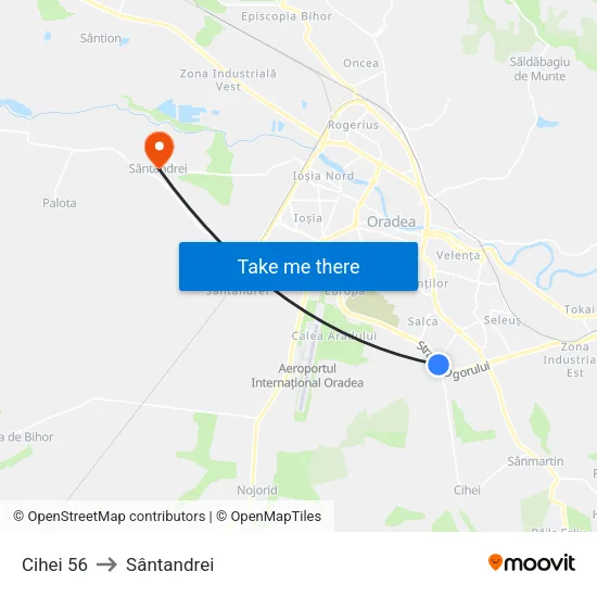 Ciheiului 56 to Sântandrei map