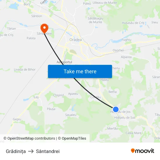 Hidișelu De Jos | Grădiniță to Sântandrei map
