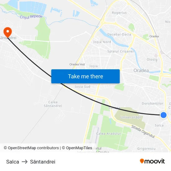 Salca to Sântandrei map
