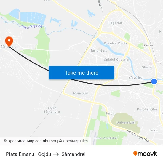 Piata Emanuil Gojdu to Sântandrei map