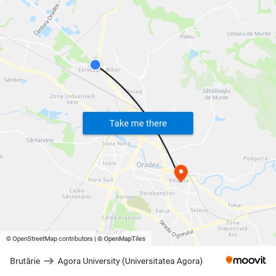 Brutărie to Agora University (Universitatea Agora) map