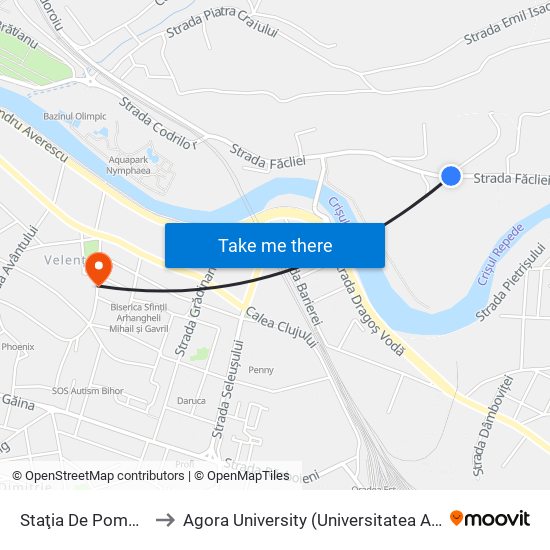 Staţia De Pompare to Agora University (Universitatea Agora) map