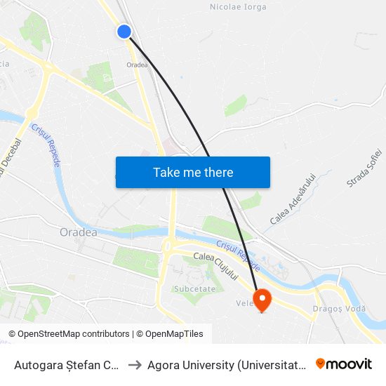 Autogara Ștefan Cel Mare to Agora University (Universitatea Agora) map