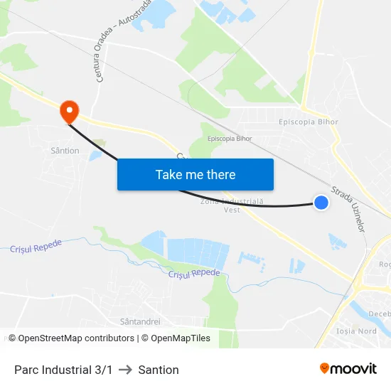 Parc Industrial 3/1 to Santion map