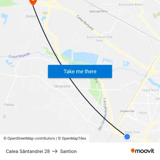 Calea Sântandrei 28 to Santion map