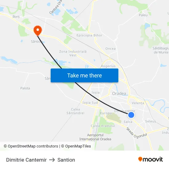 Dimitrie Cantemir to Santion map