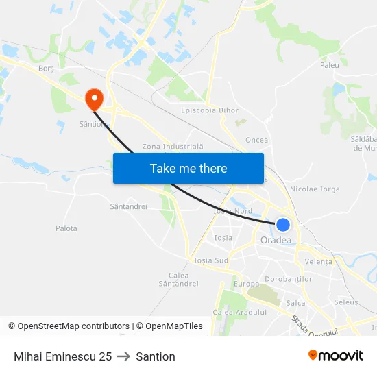 Mihai Eminescu 25 to Santion map