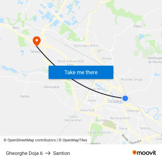 Gheorghe Doja 6 to Santion map