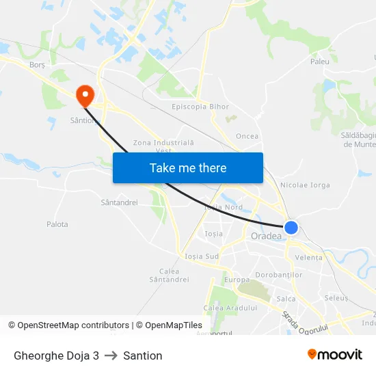 Gheorghe Doja 3 to Santion map