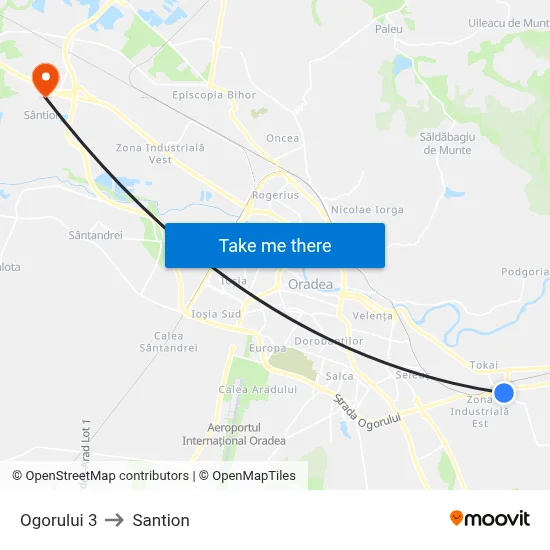 Ogorului 3 to Santion map