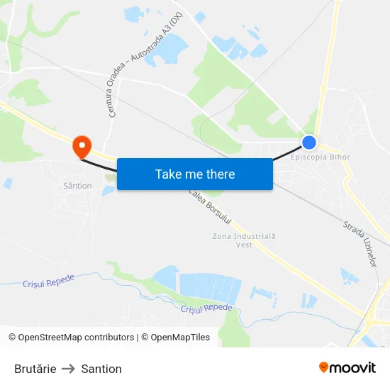 Brutărie to Santion map