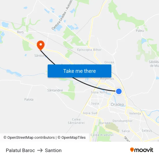 Palatul Baroc to Santion map