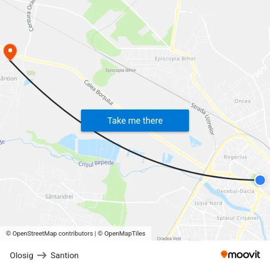 Olosig to Santion map