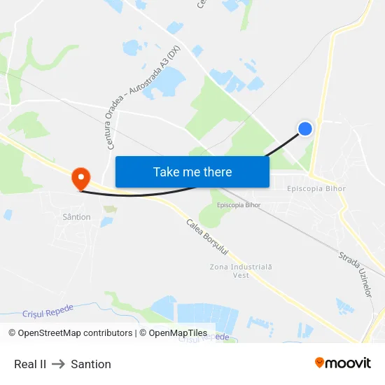 Remarkt Episcopia to Santion map