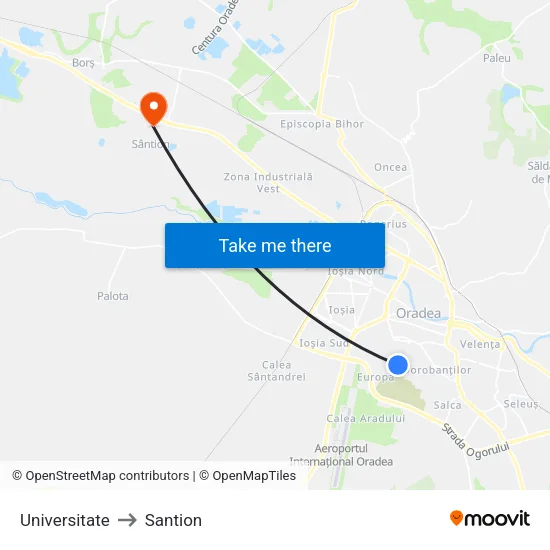 Universitate to Santion map