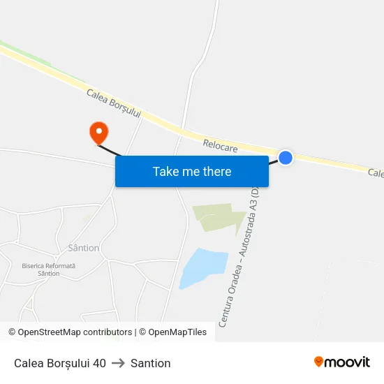 Calea Borșului 40 to Santion map