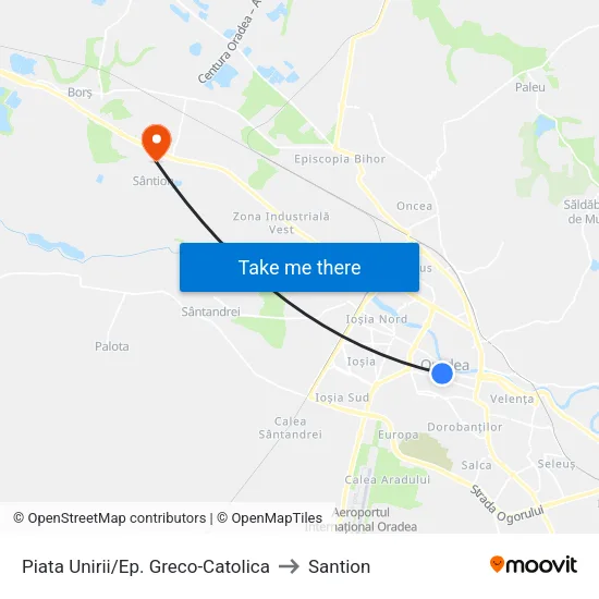Piata Unirii/Ep. Greco-Catolica to Santion map