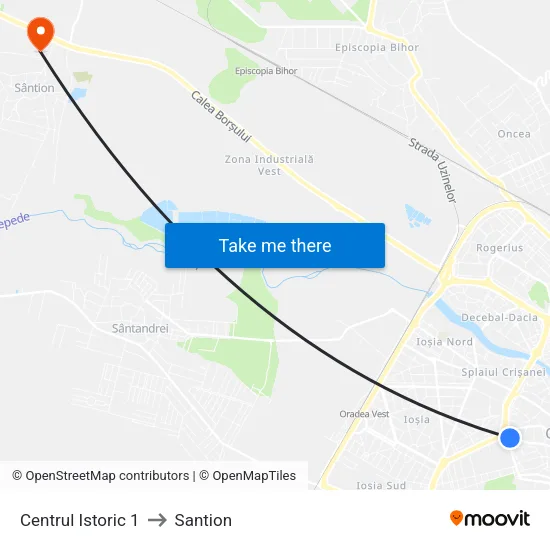 Centrul Istoric 1 to Santion map