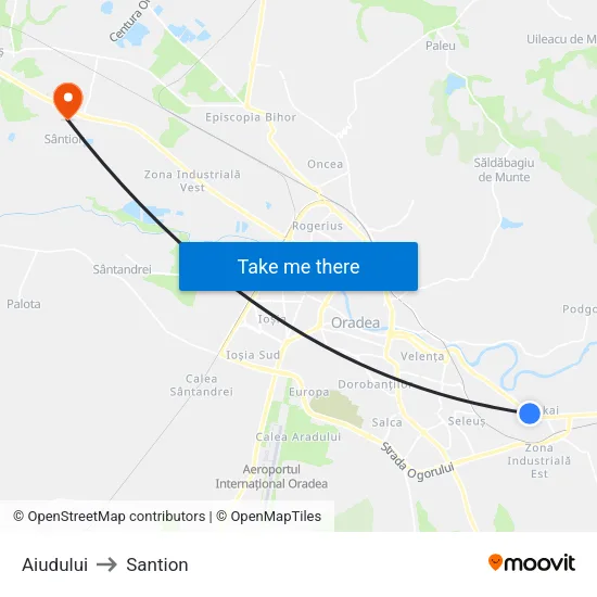 Aiudului to Santion map