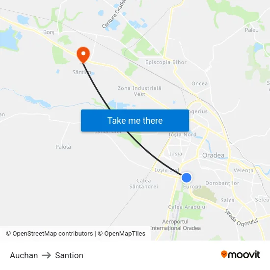 Auchan to Santion map