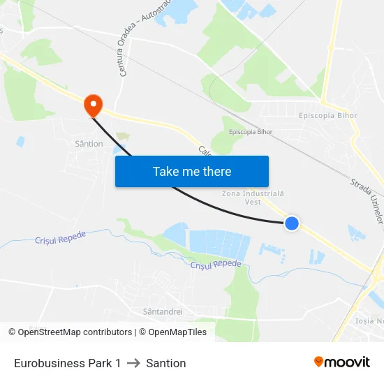 Eurobusiness Park 1 to Santion map