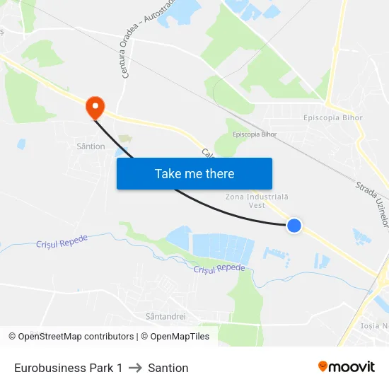 Eurobusiness Park 1 to Santion map