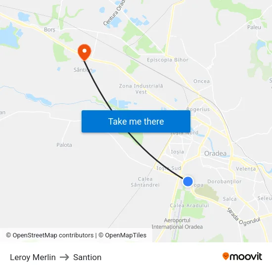 Leroy Merlin to Santion map