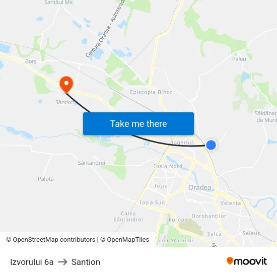 Izvorului 6a to Santion map