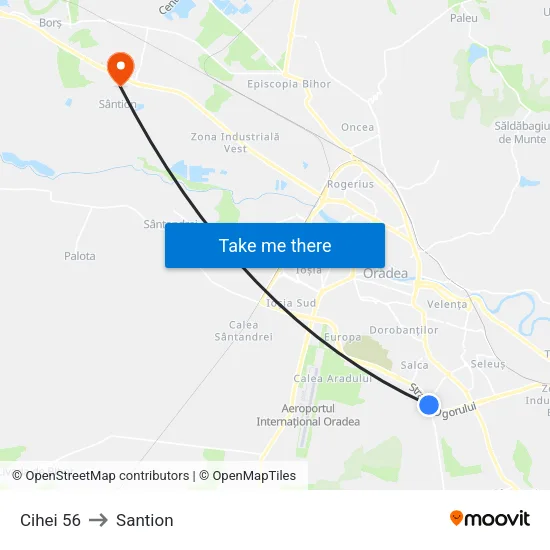 Ciheiului 56 to Santion map
