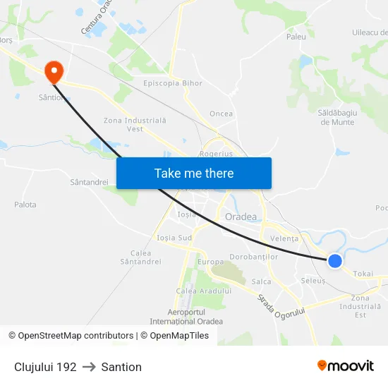 Clujului 192 to Santion map