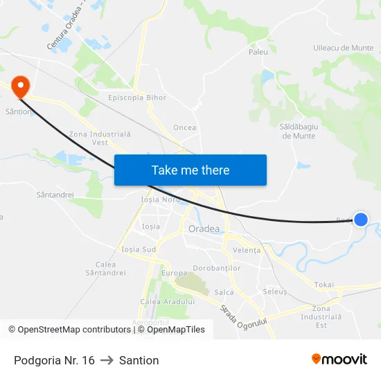 Podgoria Nr. 16 to Santion map