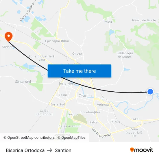 Biserica Ortodoxă to Santion map