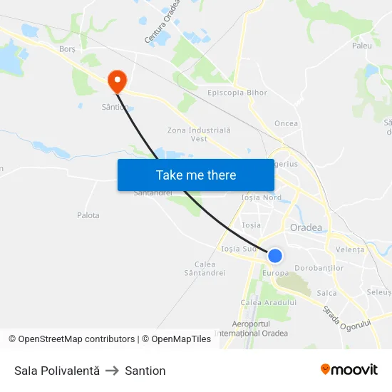 Sala Polivalentă to Santion map